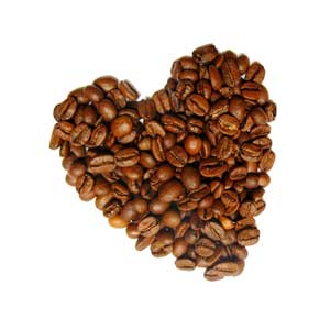 Coffee beans in a heart shape