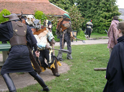 LARP-ers fighting rat-men