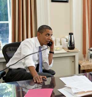 Obama on the phone