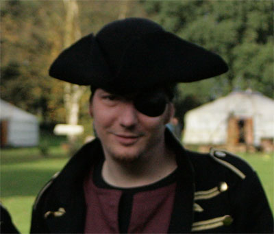 The author in a pirate outfit.